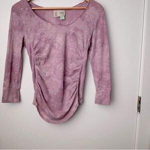 Anthropologie tie dye purple ruched shirt small pink Monday Tuesday etc xs